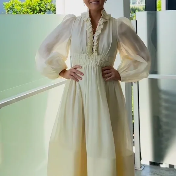 Zimmermann Wild Botanical Ruffled Linen and Silk Dress - Picture 13 of 15